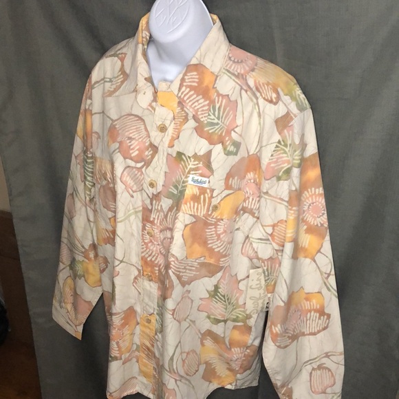 Vintage Style Surf Line Hawaii Long Sleeve Floral Camp Shirt - Picture 3 of 11